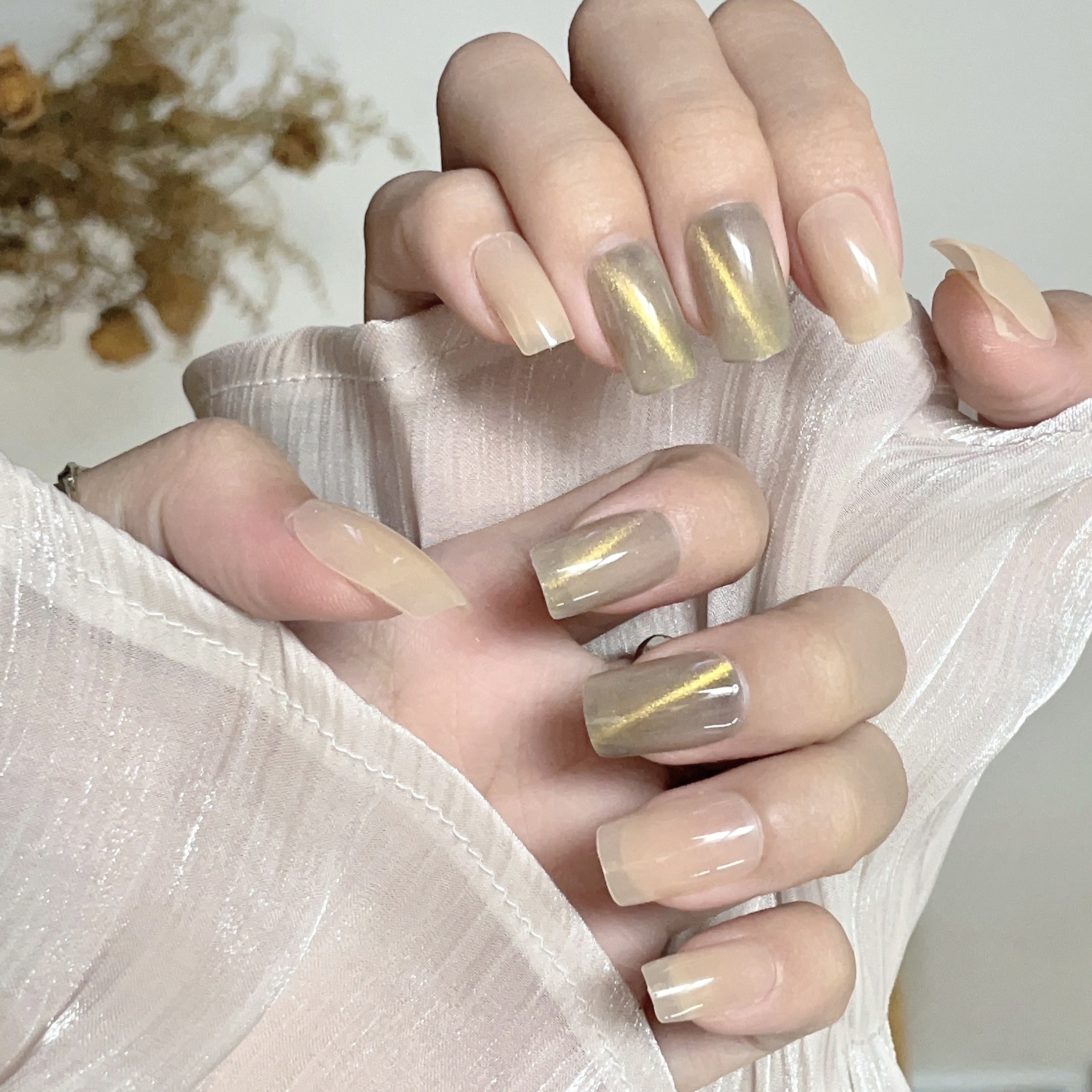 Neon Yellow Square Press On Nails Fake Medium Nail False Fashion 24 Pcs Set