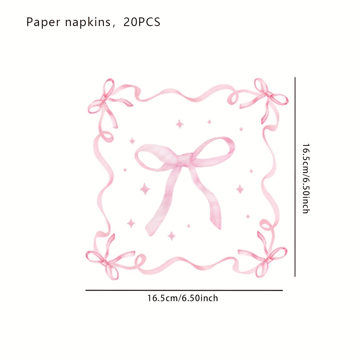 Pink Bow Birthday Napkins, Conquette Birthday Decoration Napkins, Pink Bow Themed Party Decor, Birthday Party Supplies, Birthday Party Decorative Napkins