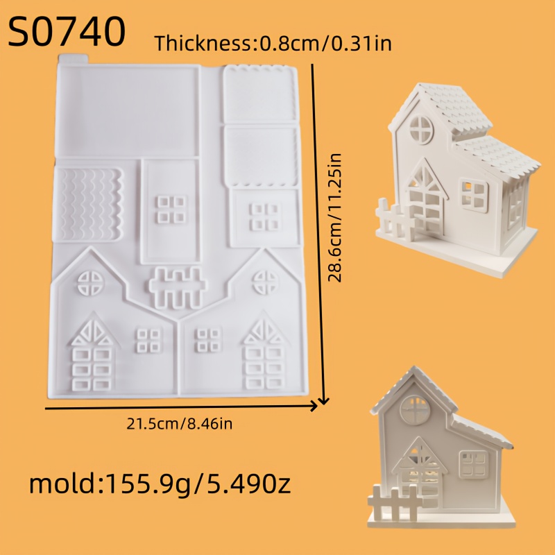 Resin Silicone Mold For Christmas And Christmas Splicing House 3d Decoration Silicone Mold Diy Candle Silicone Mold Gypsum Decoration Silicone Mold Home Decoration Epoxy Resin Mold S0740 155.99g