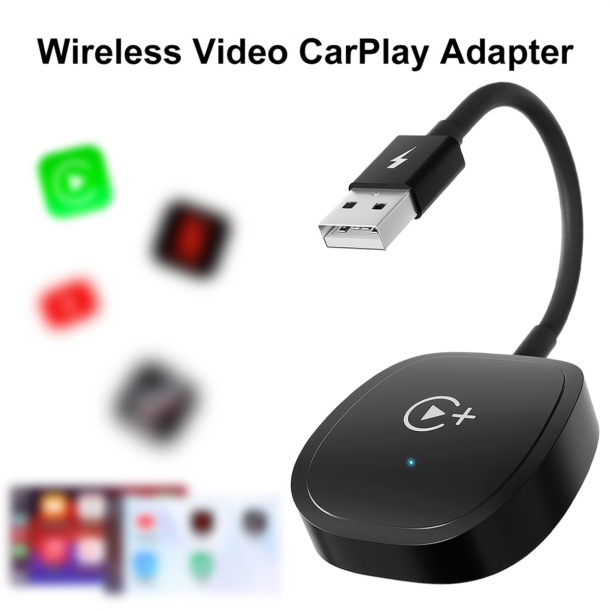 Adattatore Wireless CarPlay – Trasforma Il Tuo Sistema Cablato In Wireless, Plug And Play USB-C Per Auto 2016+ E IOS 10+