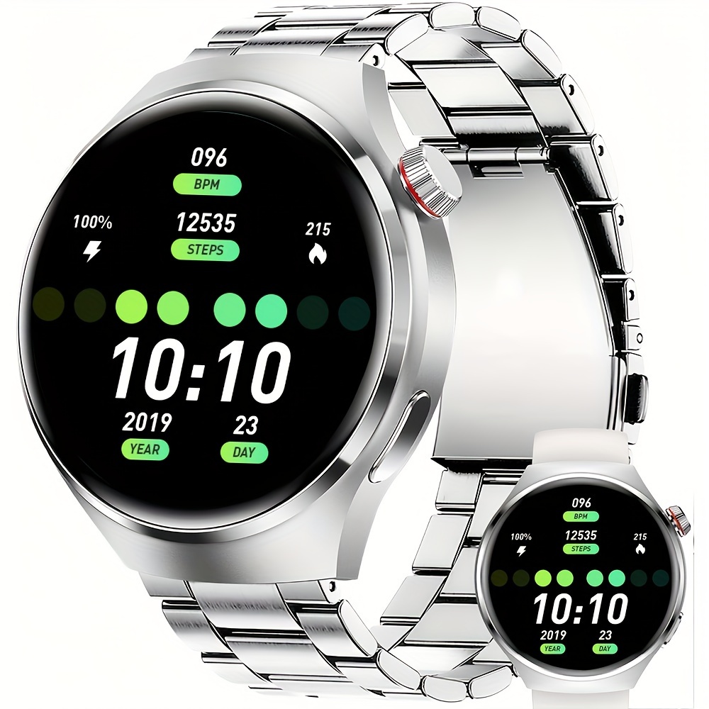 Smart Watch for Men - Waterproof, Wireless Calling, Over 100 Exercise Modes, Weather & Sleep Tracker, Stainless Steel Band - Perfect Gift (Black)_voghion.com