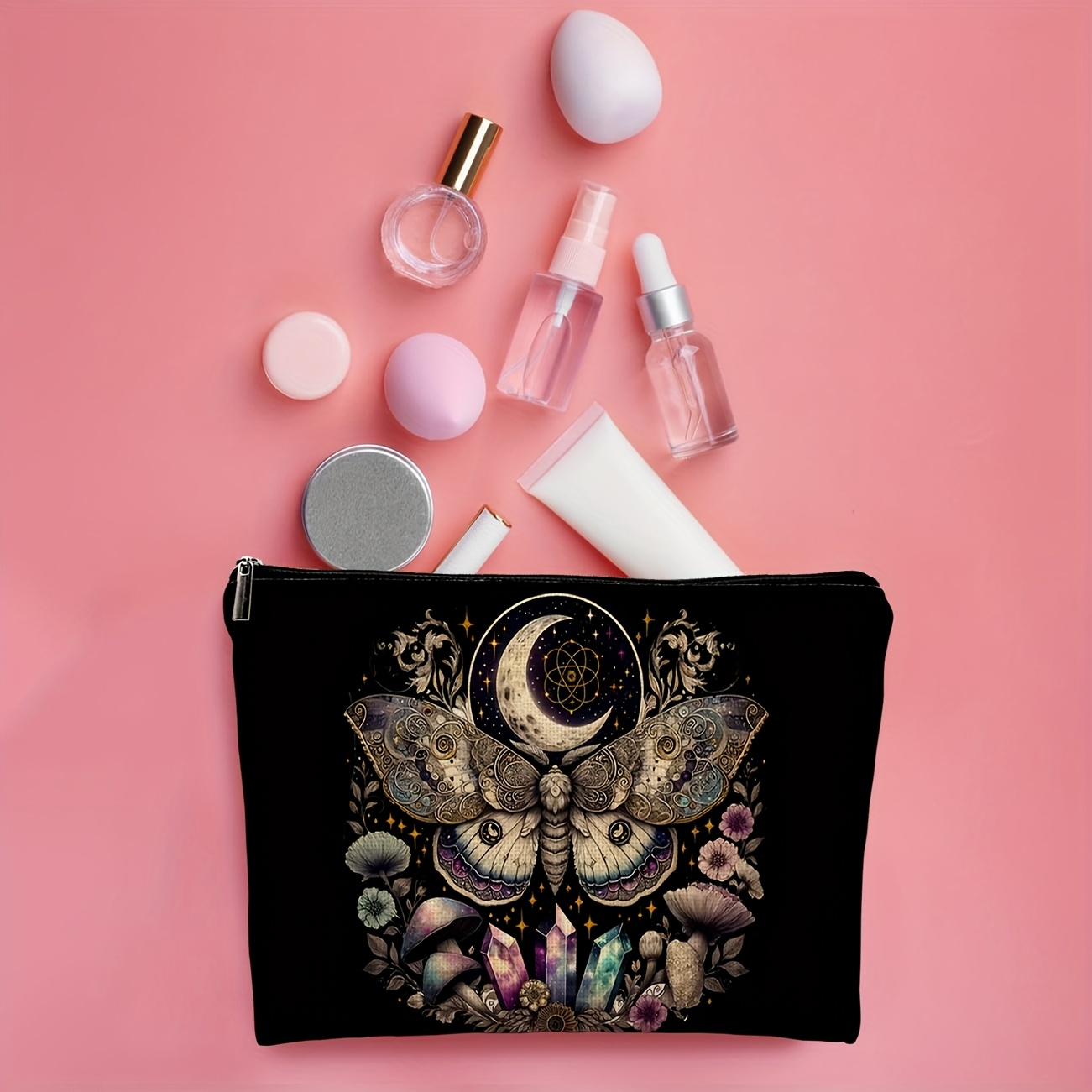 1pc gothic moth makeup bag stationery organizer black Temu