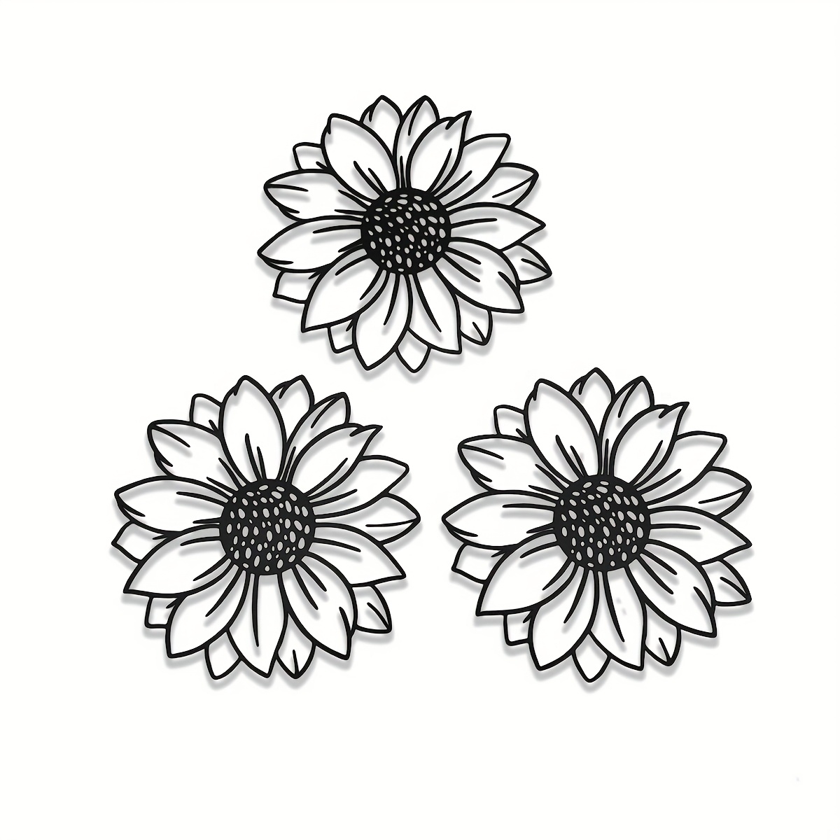 Image of Citonging 1pc/3pcs Metal Sunflower Outdoor Wall Decor, Rustic Garden Decoration, Outdoor Fence Hanging, Room Bedroom Patio Porch Decor, No Power Supply Needed