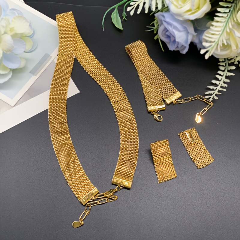 Vintage Jewelry Set for Women, 18K Golden Plated Iron