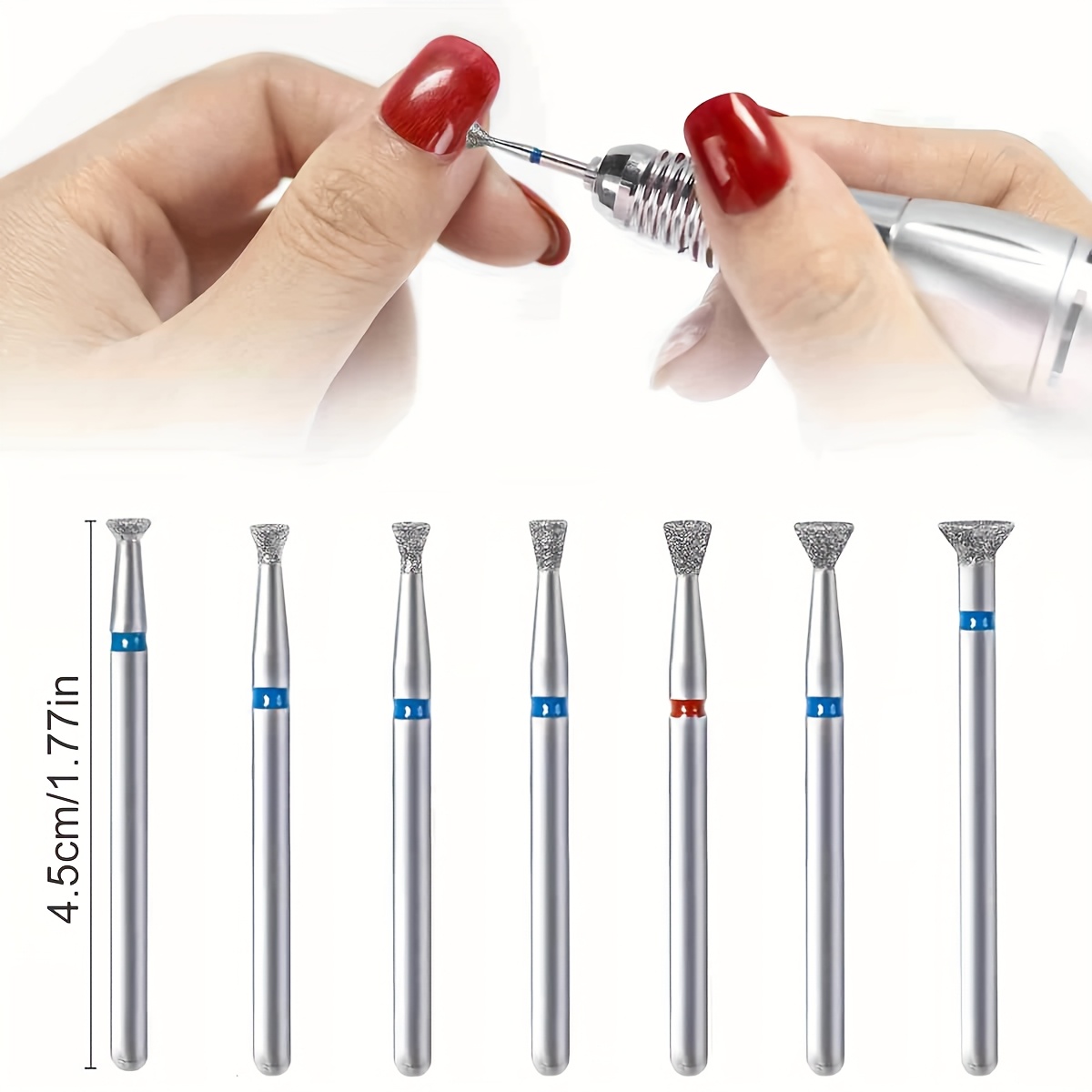 TEMU 7pcs Drill Bits Set, Cuticle Cleaner & Overflow Glue Remover, Treatment Tool For Manicure & Pedicure