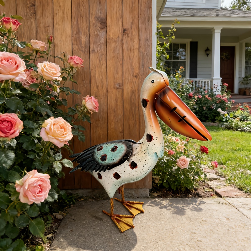 TEMU A Hand-painted Garden Statue Measuring 38cm Tall - An Elegant Decoration For Outdoor And Indoor Spaces, Featuring Bird-themed Decor, Patio