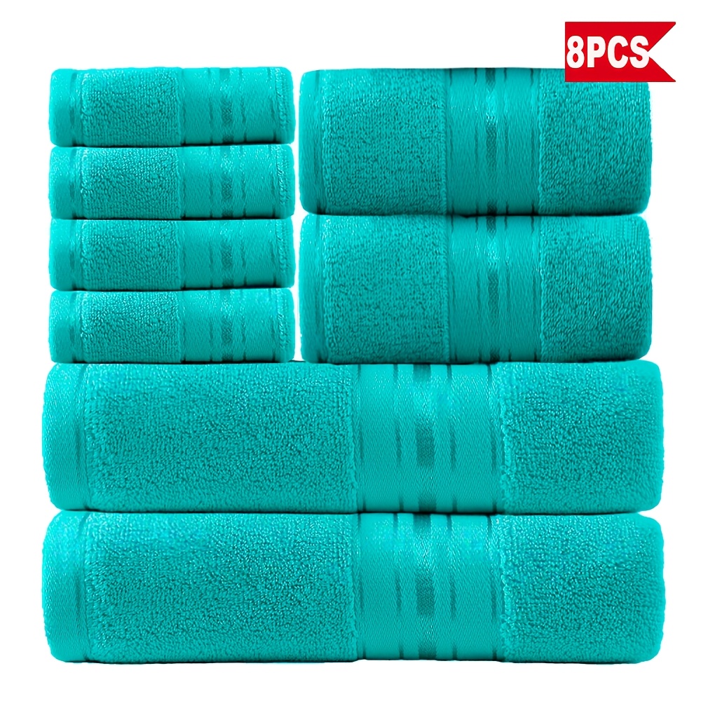 Luxury 8pcs Bath Towel Set, 100% Cotton Premium Hotel Quality, Includes 2 Bath Towels, 2 Bath Towels, 4 Washcloths, Soft Absorbent Spa Towel Collection, Ideal for Bathroom, Hotel, SPA