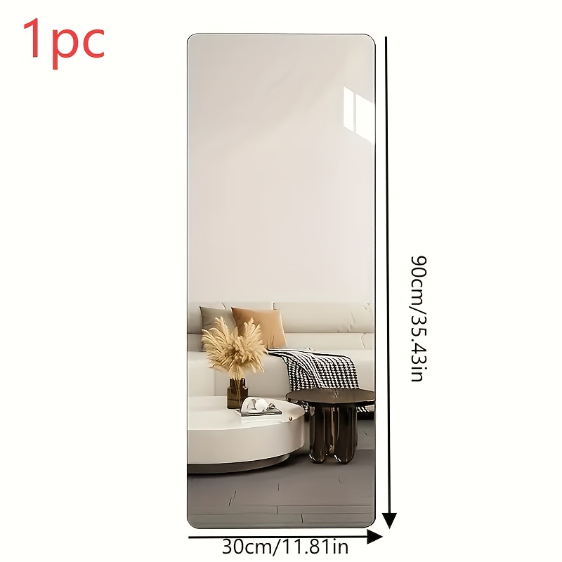 TEMU 1pc Rounded Corner Acrylic Full-length Mirror, High-definition Household Wardrobe Wall Mirror, Porch Bedroom Hole-free Fitting Mirror Cosmetic