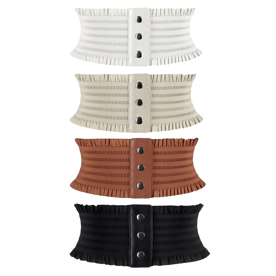 TEMU 4pcs Women's Elastic Wide Waistband Versatile Dress Coat Waistband Jeans Waist-cinching Belt