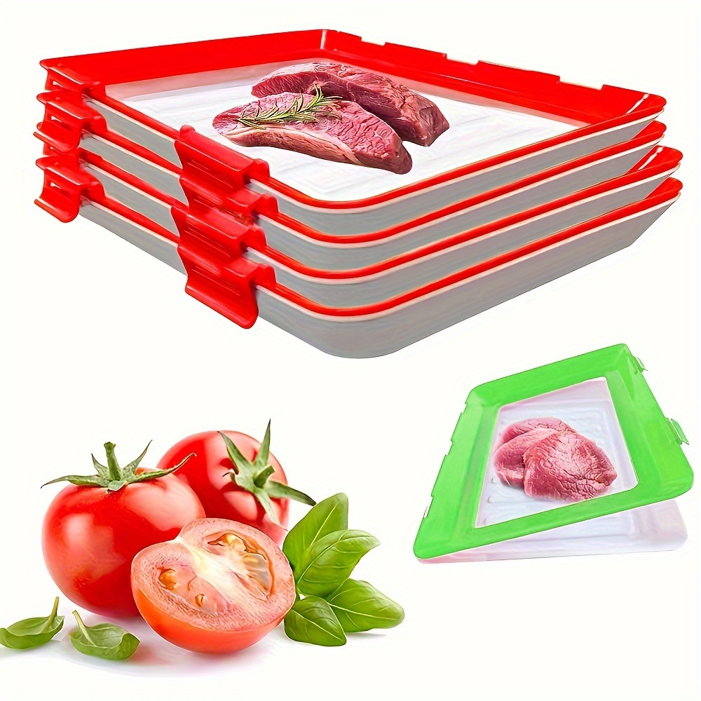 

4 Pcs/1 Pcs Vacuum Sealing Food Storage Containers - Durable, Reusable, And Leak-proof For Fruits, Vegetables, Bread, And Meat - Kitchen Organization And Storage