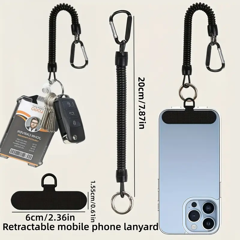 A Spring-Style Anti-Loss Retractable Phone Lanyard/Bracelet, Phone Case Clip/Keychain, Fishing Lure Safety Cord, Compatible with All Phone Cases, Wallet Anti-Theft Strap, Work ID Badge Holder Clip, ... A Spring-Style Anti-Loss Retractable Phone Lanyard/Bracelet, Phone Case Clip/Keychain, Fishing Lure Safety Cord, Compatible with All Phone Cases, Wallet Anti-Theft Strap, Work ID Badge Holder Clip, ...