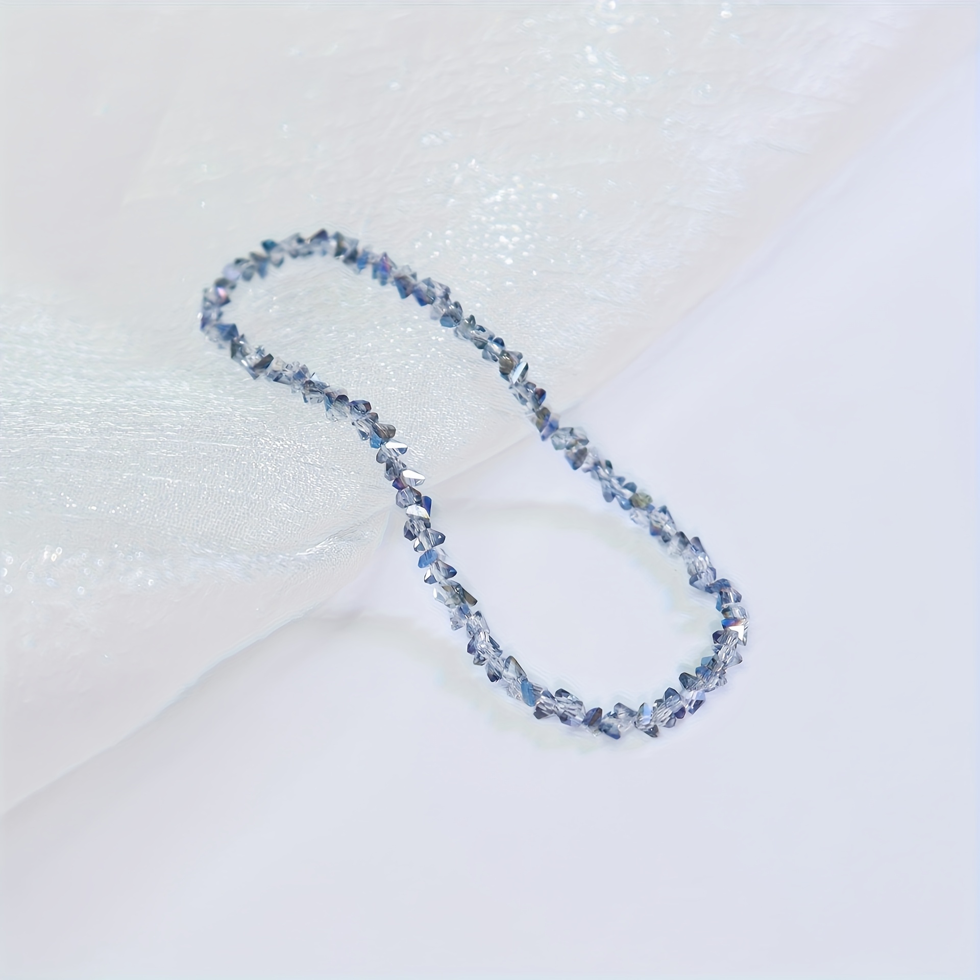 Ice Crystal Blue Bracelet for Women, Stackable Light Luxury Design