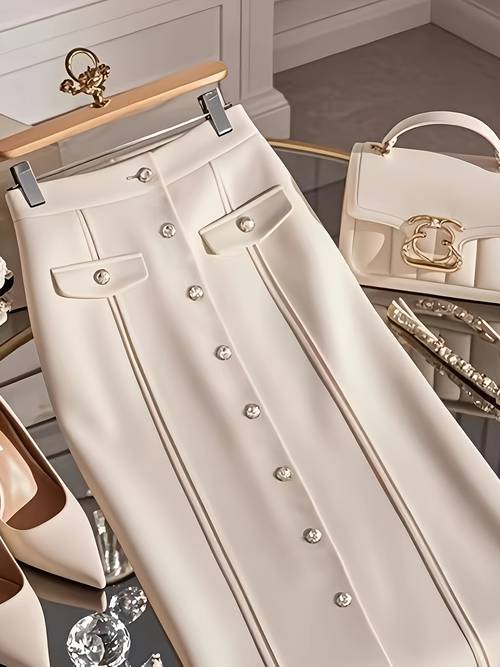 new unique high end stylish white a line midi skirt for women