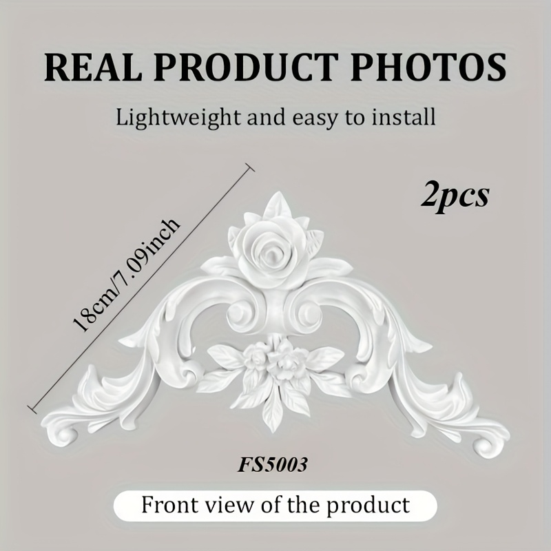 Image of 2pcs Set Of Corner Flower Decorative Lines, French Ceiling, Lightweight Polyurethane Foam Wall Panel, Used For Living Room Tv Wall, Bedroom Background Wall, And Ceiling Decoration