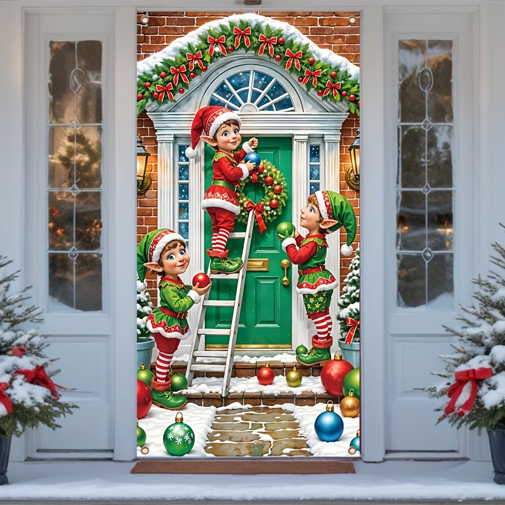 

1pc Christmas , Polyester Elf And Wreath , , And Decoration, 70x35 - Suitable For Christmas And New 's