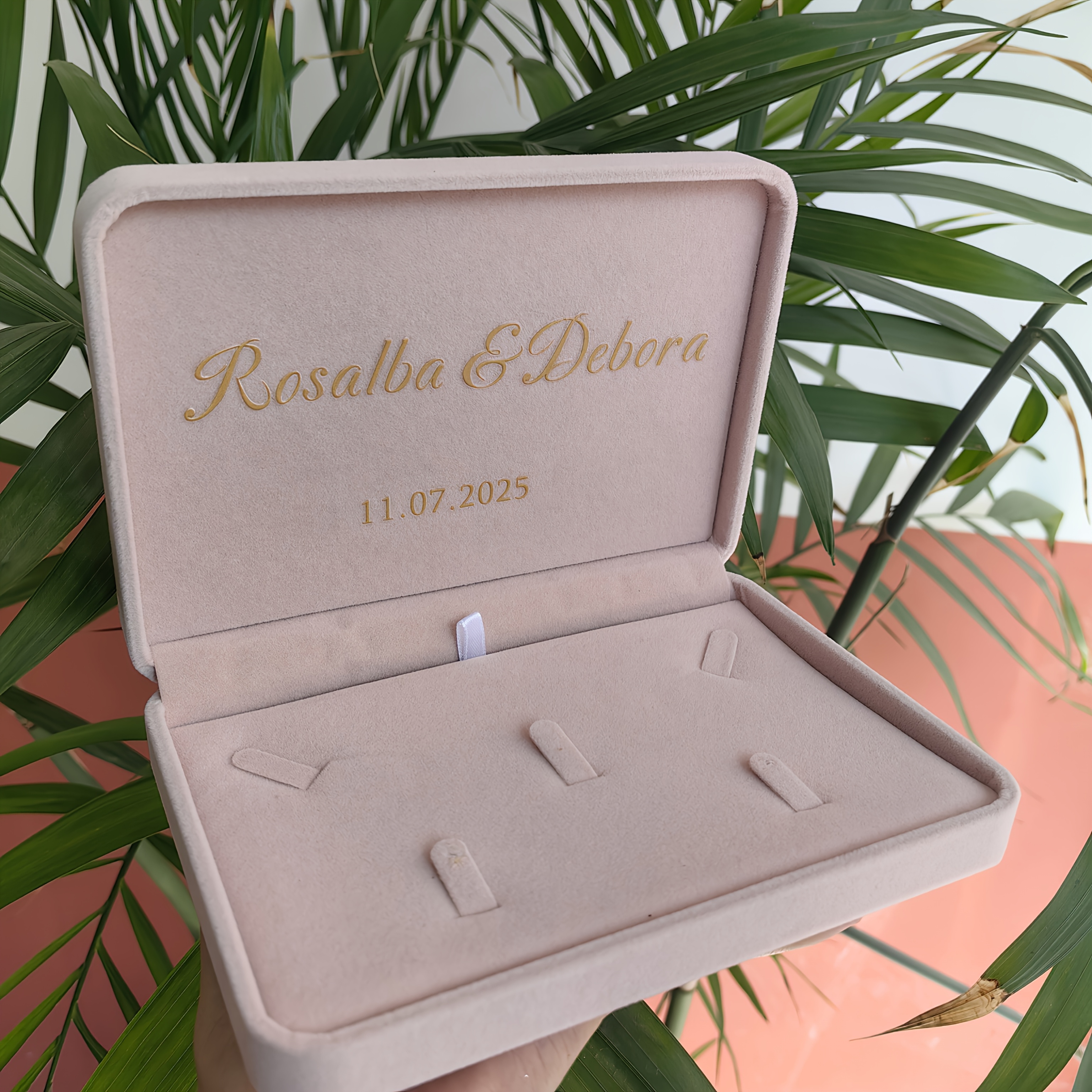 Personalized Flannel Jewelry Box, Custom Wedding Gift