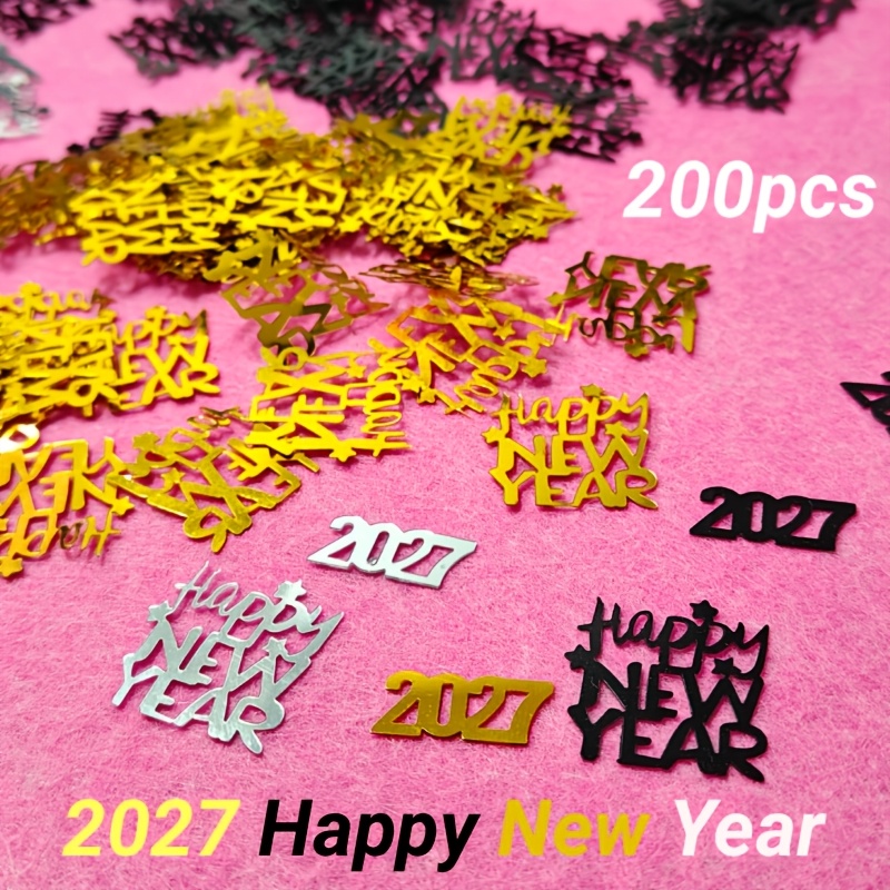 TEMU 200 Stück Zahlen 2027 Glückliches Neues Jahr Dekoration, Weihnachts-Tag Konfetti Tischdekorationen Party Konfetti, 2027 Tisch Konfetti, 2027 für
