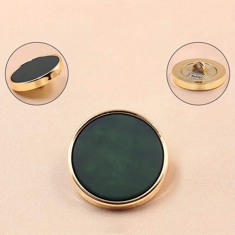 TEMU 12pcs/pack 18mm Multicolor Flat Hand-painted Resin Gold- Round Buttons All-match Women's Top Shirt Sweater Suit Pajamas Coat Jacket High-end