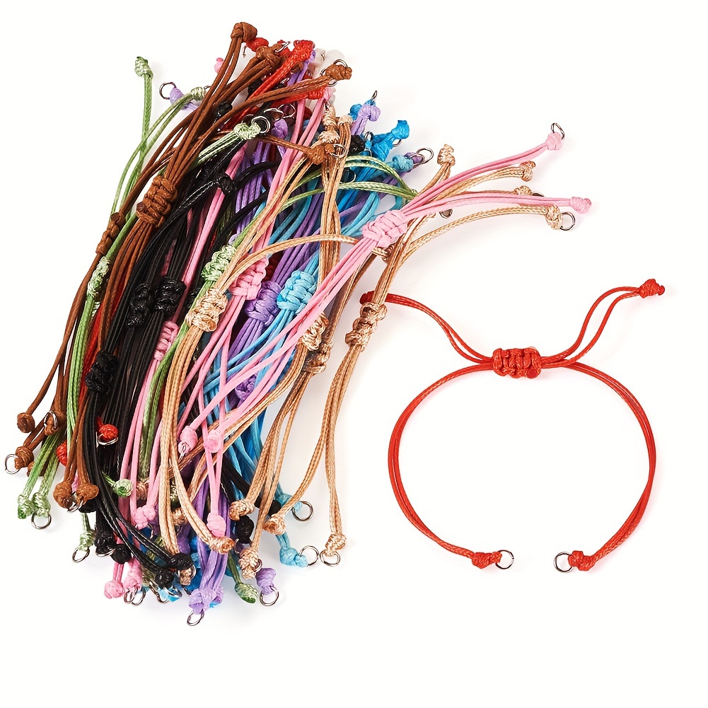 

50pcs 10 Colors Waxed Polyester Cord Bracelet Making, Mixed Color, 5.51~11 Inch(14~28cm), 5pcs/color, For Jewelry Making & Crafting Supplies