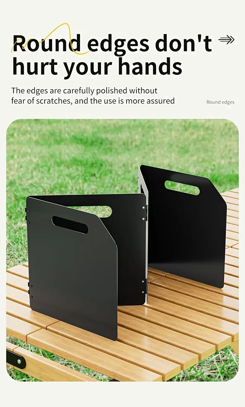 portable folding camping stove windshield 4 sided rectangle metal wind protection powder coated lightweight easy to carry with storage bag outdoor cookware Product details 12