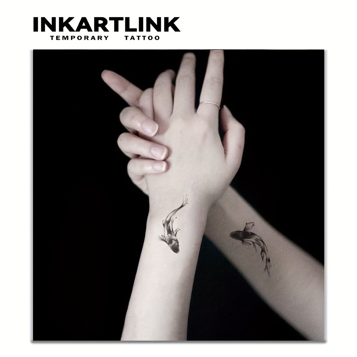 Inkartlink Technology Tattoo, Semi-permanent Tattoo, Watercolor, Pisces, Koi, Temporary Tattoo, Fake Tattoo, Waterproof, Realistic Tattoo , Botanical Tattoo
