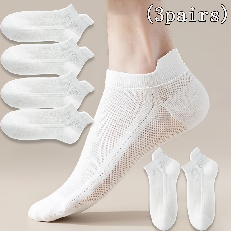 TEMU 3 Pairs Summer Mesh Breathable Low Cut Socks For Men And Women, Thin Heel Tab Ankle Protection No Show Socks, Sweat-wicking, Odor Resistant,