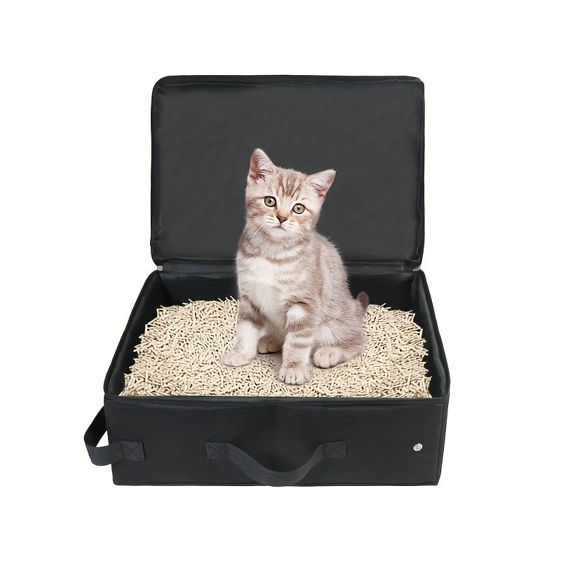 

Portable Cat Litter Box With Foldable Design - Waterproof, Easy-clean Travel Toilet For Cats