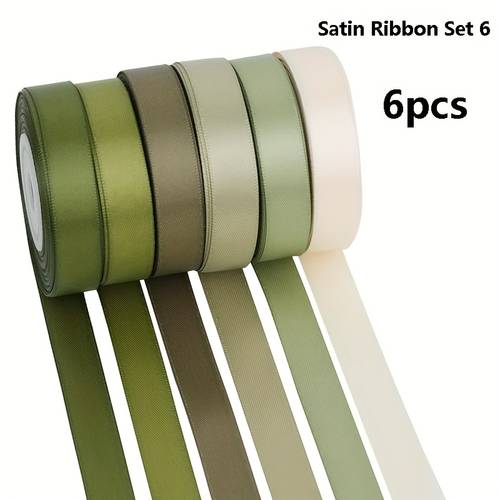 item picture 6pcs multicolour satin ribbons gift decorations colored ribbon solid color double sided satin ribbon multi functional set suitable for gift packaging birthday party flower bouquets decor diy decor wedding decor ribbons diy handmade hair bows handmade diy decoration christmas thanksgiving halloween valentines day decorations gift decorations