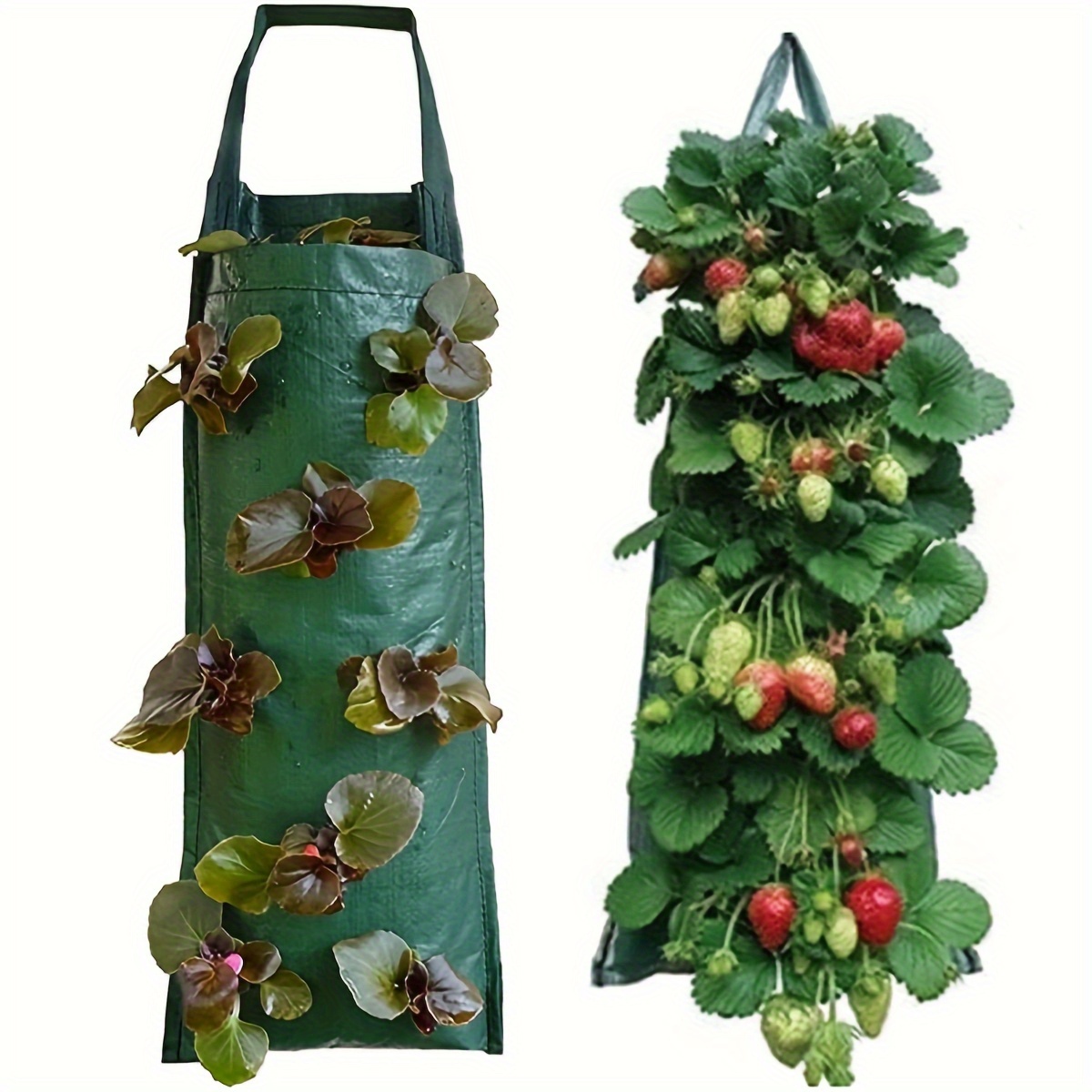 

1pc Durable Hanging Strawberry & Tomato Grow Bag With Sturdy Handles - Thickened Inflatable Fabric, Perfect For Outdoor Gardens