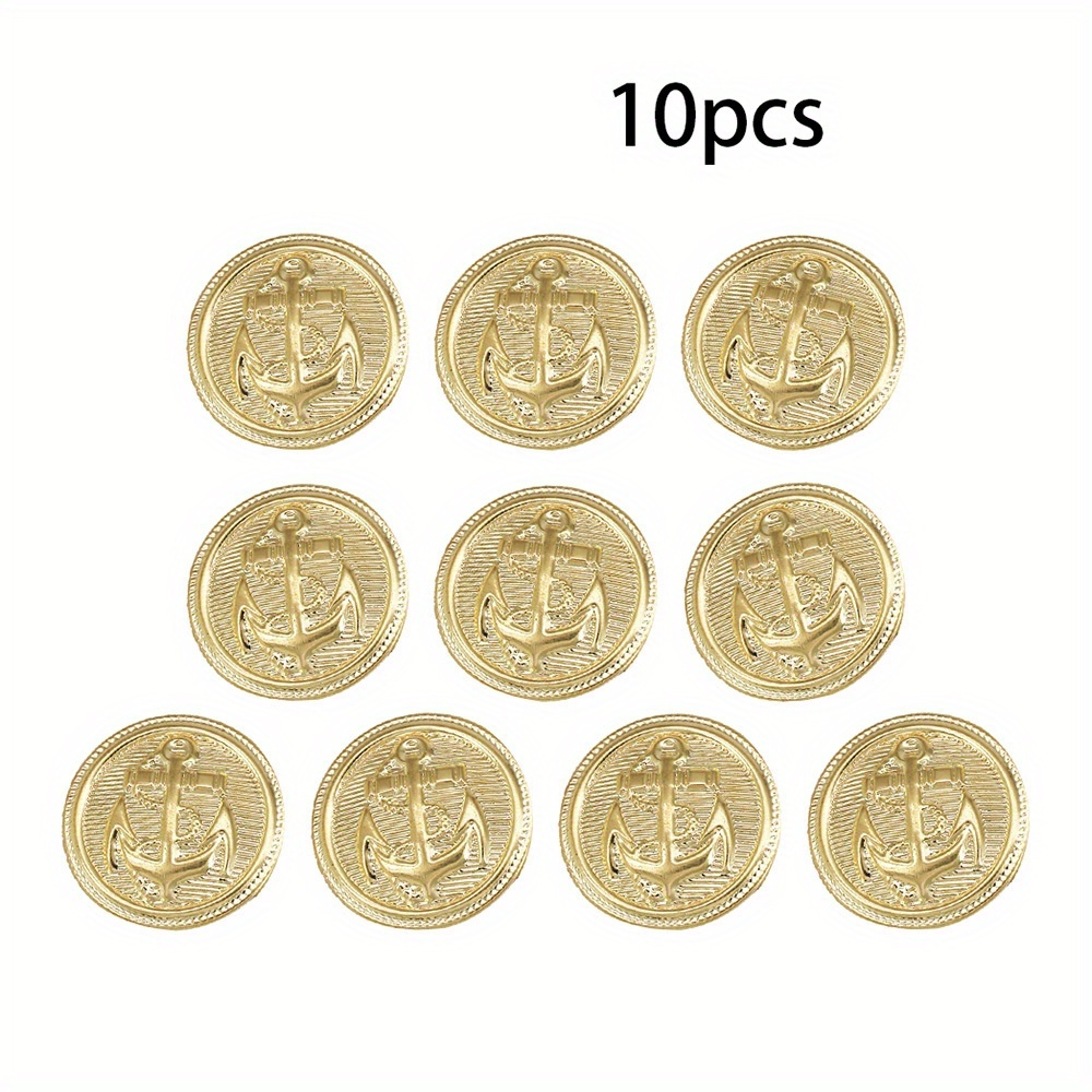 E-shop 10 Stück 2,5 cm Goldene Britische Ankerknöpfe für Winter-Tweedmäntel, Trenchcoats Hosen DIY