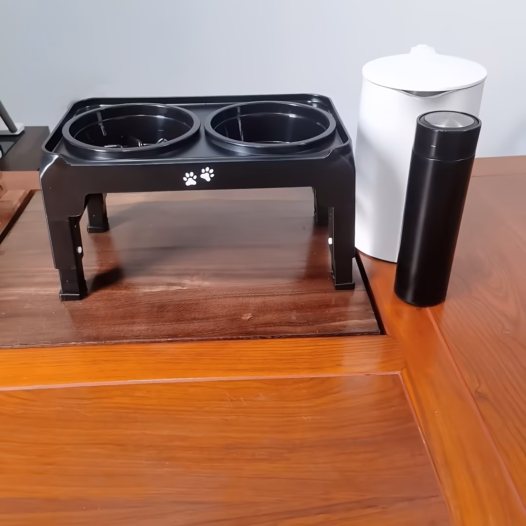 elevated dog bowls 3 height adjustable raised dog bowl with slow feeder bowl and water bowl adjusts to 2 75 6 7 5 for small dogs black gray Product details 3