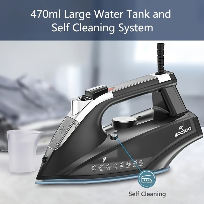 Moosoo Pro Steam Iron - 1800W Lightweight Dry Iron with Advanced Anti-Drip System, Auto-Off Function, And Enhanced Safety Features for Easy Ironing Experience