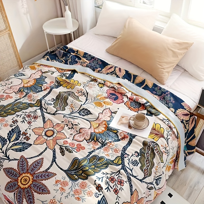 floral jacquard sheer breathable blanket soft lightweight Temu