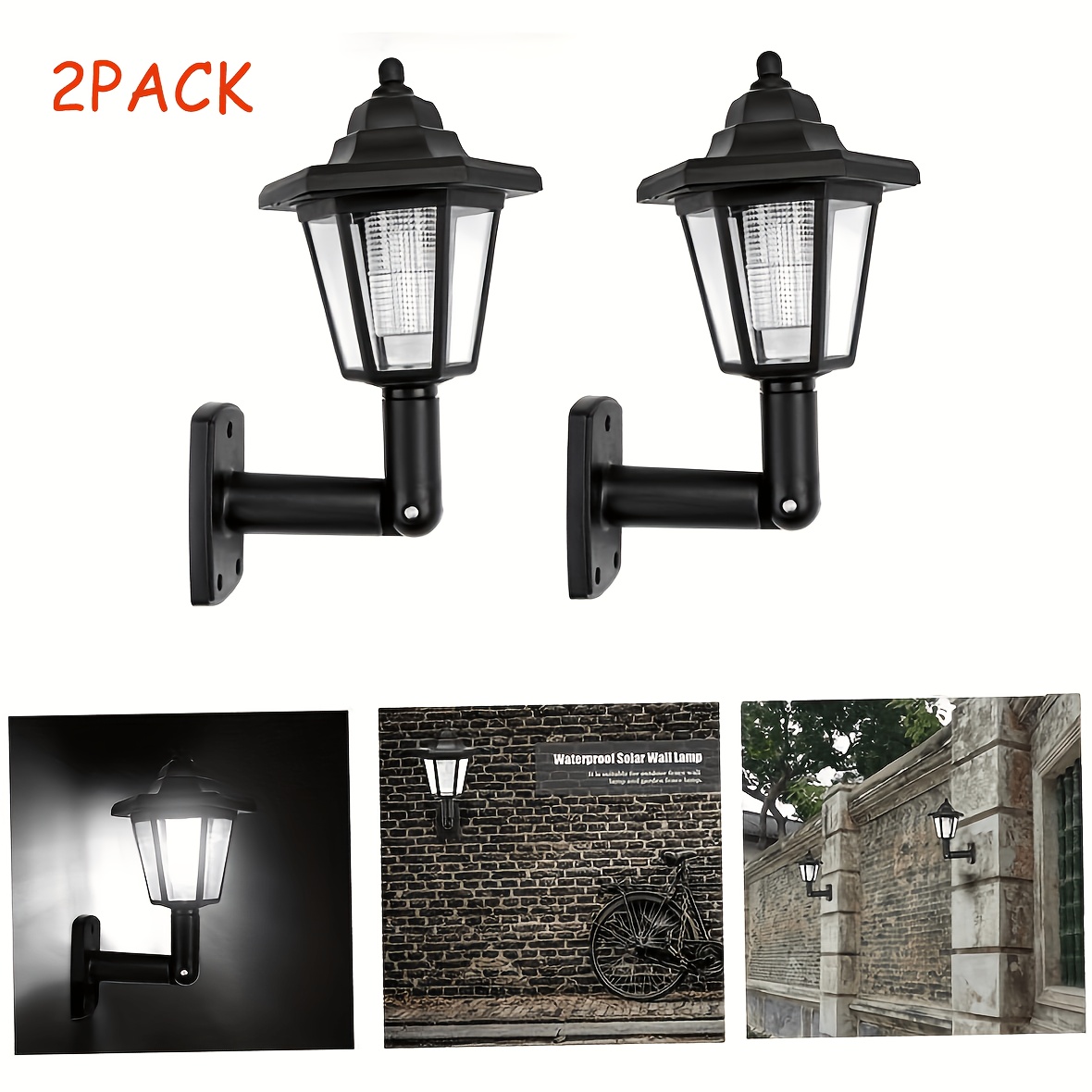 TEMU 2-pack Solar Outdoor Small Hexagon Court Lamp (white Light), Outdoor Landscape Garden Decorative Light, Retro Lamp, Solar Street Light, And