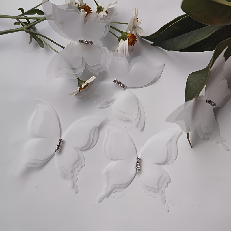 TEMU 15pcs Mini Organza Butterflies, Pastel Decorations, Ideal For Diy Crafts, Hair Accessories, Photography Props, And Decorations. Perfect For