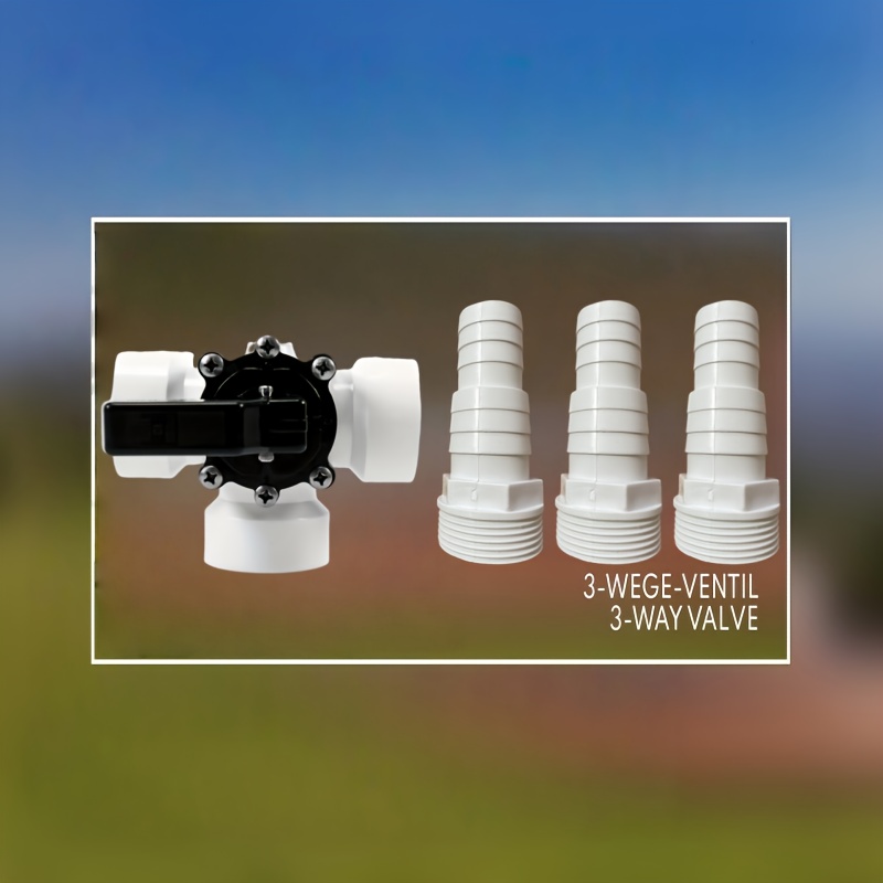 E-shop 3-Wege-Poolventil mit schwarzem Griff - 1 1/2 Zoll Innengewinde PVC, 3 Anschlüsse für effiziente Wasserflussregelung, langlebiges Pool- und