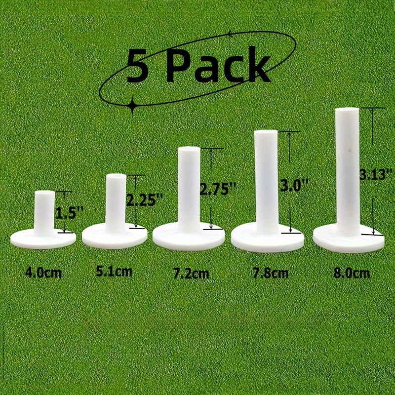 E-shop Weisse Golf-Gummi-Tees für Übungsmatte - 5er Größe Strapazierfähige & Flexible Tees für Ostern, Thanksgiving, Weihnachten, Halloween, Neujahr