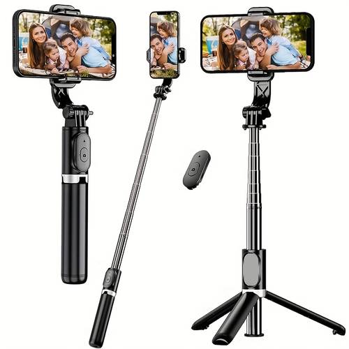 40 inch retractable selfie stick professional floor tripod for live streaming with wireless rotation stable anti shake design ideal for travel outdoor for live streaming compatible with iphone smartphones