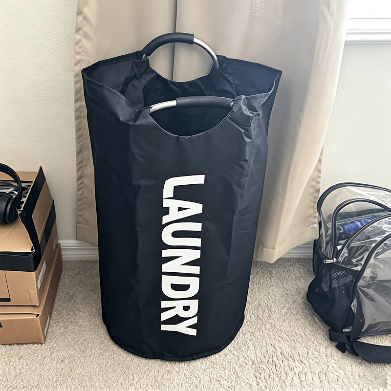TEMU 1pc Collapsible Large Capacity Laundry Hamper, Freestanding Dirty Clothes Basket With Padded Handles, Space-saving Storage For Bedroom Bathroom