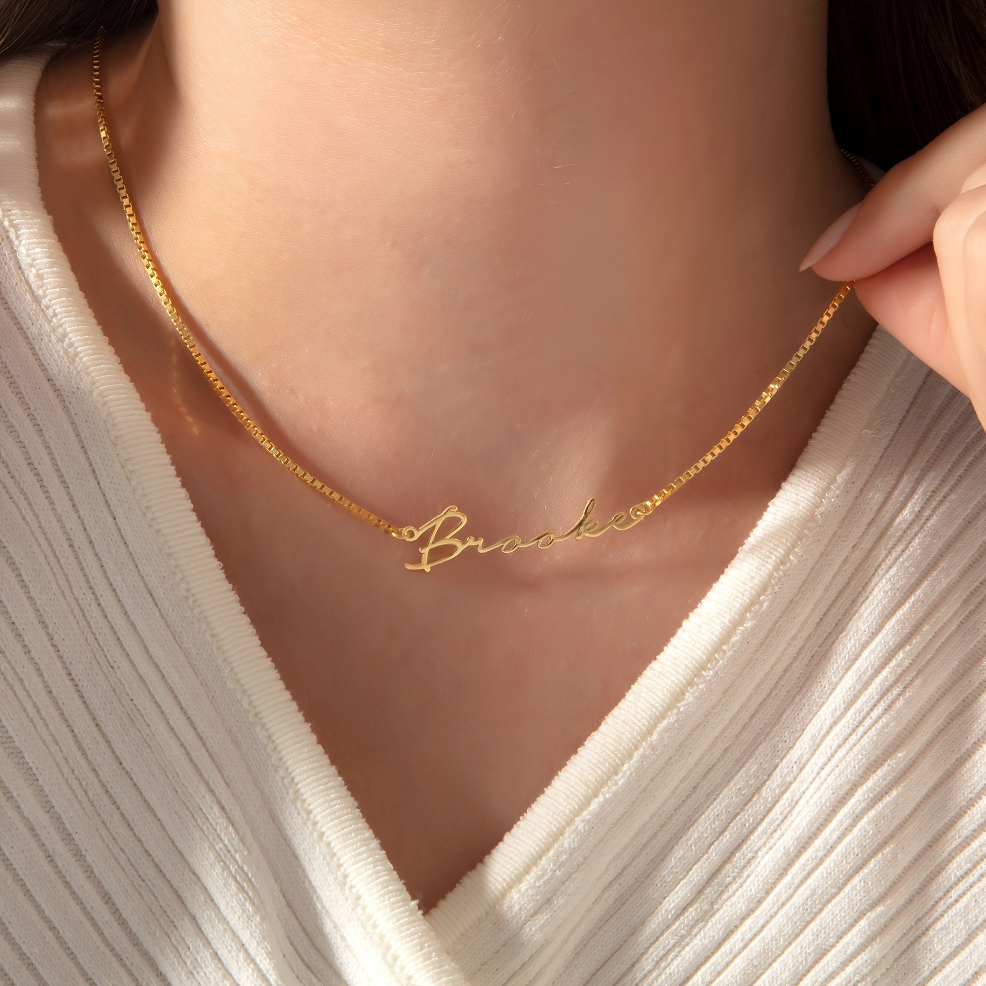 1pc personalized stainless steel name necklace - 18k golden plated, simple &  , perfect gift for christmas or any occasion,   daily & vacation wear details 1