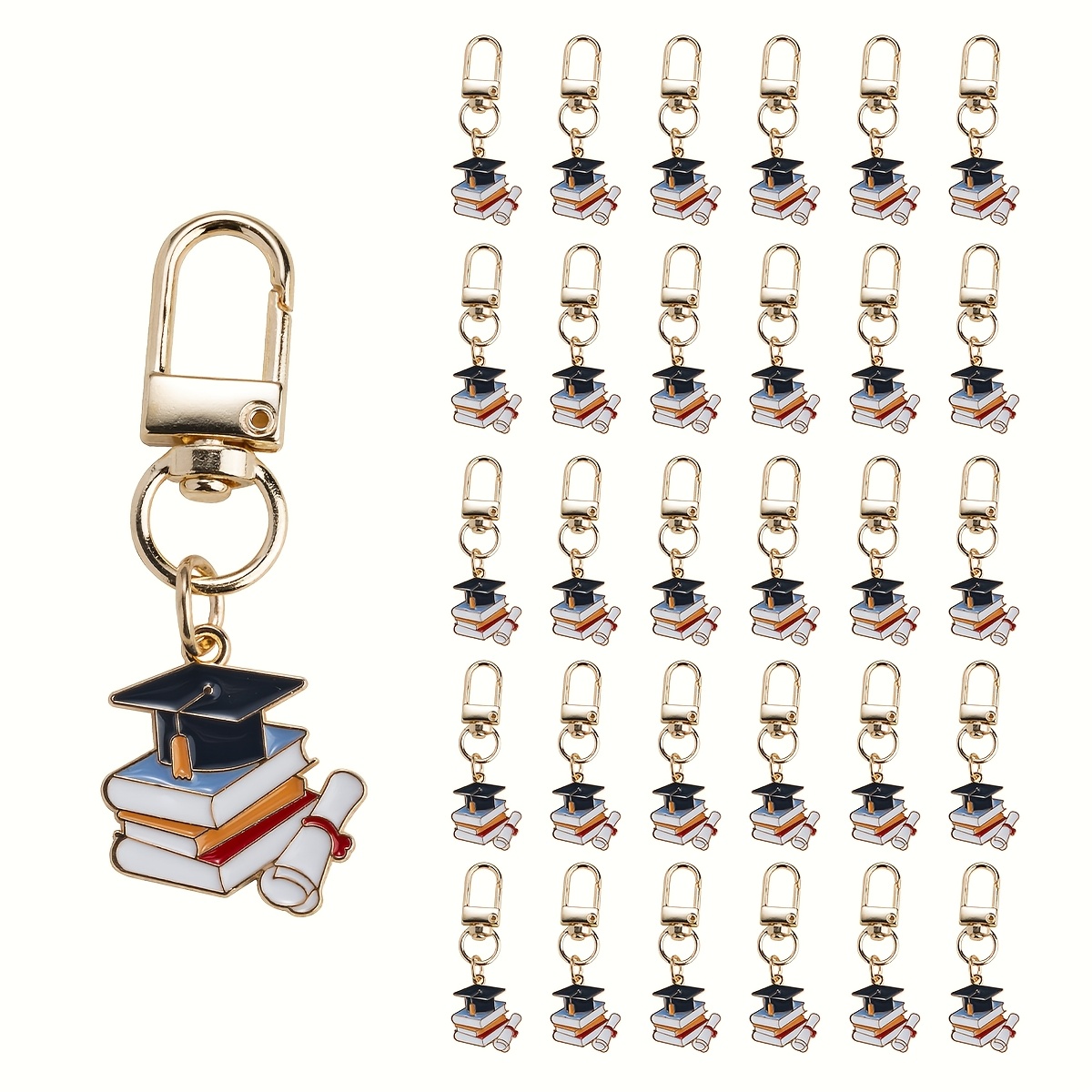 item picture 20pcs classic vintage graduation season gift doctoral cap exam student alloy   lobster clasp chain keychain suitable for july graduation back to school gifts graduation party gifts bag decorations phone and car key pendant gifts