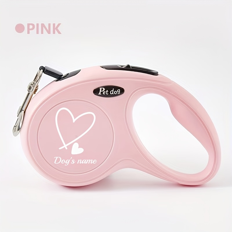 TEMU Customizable Heart Pattern Retractable Leash, 3-meter Length, Suitable For Medium-sized Cats And Dogs, Personalized Pet Walking Rope, 360° Anti-