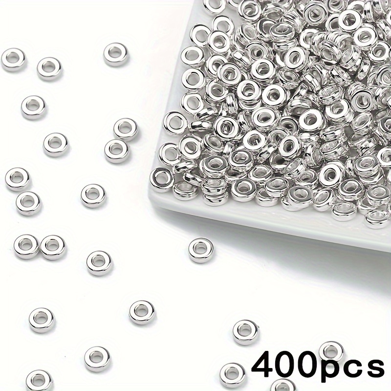 400pcs Of 6mm Flat Round Spacer Beads, A Bulk Set Of Golden And Silvery Discs, Plastic Beads For Jewelry Making, Suitable For Bracelets, Necklaces, Earrings, And Crafts