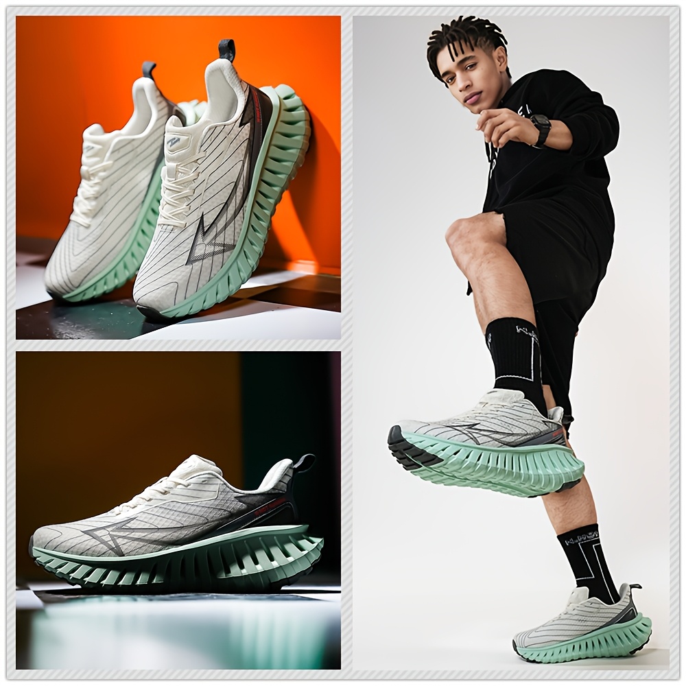 Men'S Technology Carbon Board Running Shoes | Breathable Athletic Sneakers with Cushioned Shock Absorbing EVA Chunky Sole, Casual Sporty Look, Slip-resistant Wear-resistant All-Terrain Grip for Gym, Jogging, Marathon - Running & Work Out Training Sh