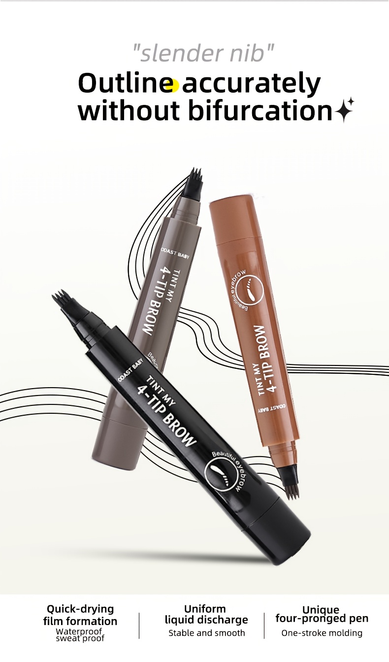 3pcs Four-pronged Eyebrow Pencil for Beginners Can Easily Get on It Super Fine Waterproof Eyebrow Pencil Four-pronged Head Design Accurately Defined Natural Brow Waterproof Sweatproof Non-smudging Long-term Makeup Creation All-Day Wear Easy to Use Design Anytime Anywhere Makeup Replacement Can Be Made in Anywhere Super Value