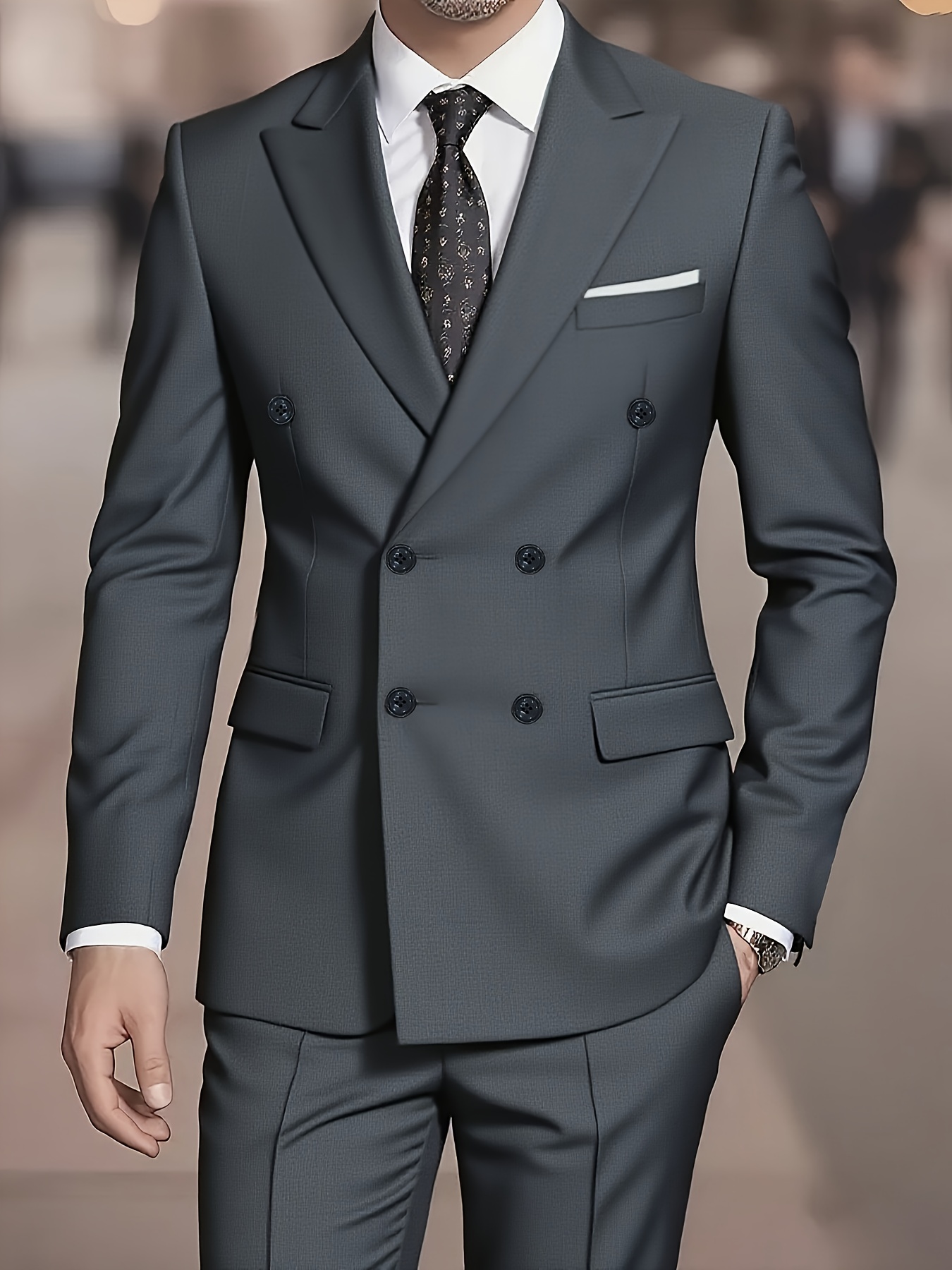 item picture mens double breasted suit business casual party suit