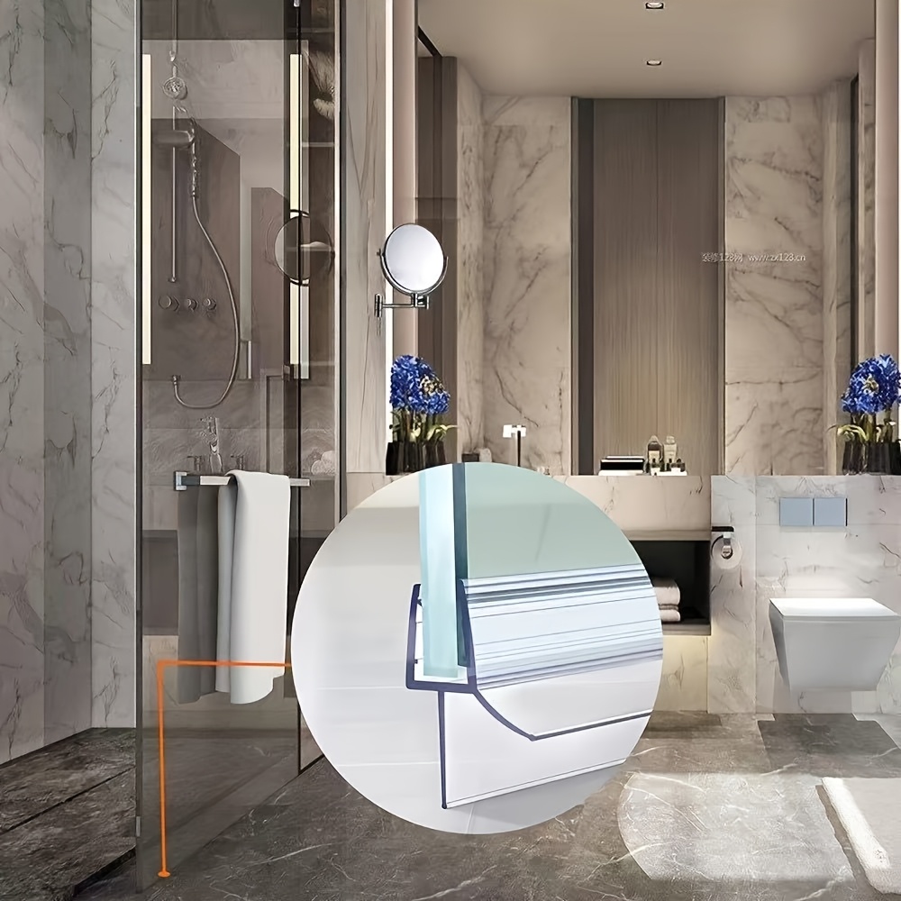 2pcs Bathroom Glass Door Waterproof Seal Strip, Suitable For Bathrooms And Water-proof Scenes