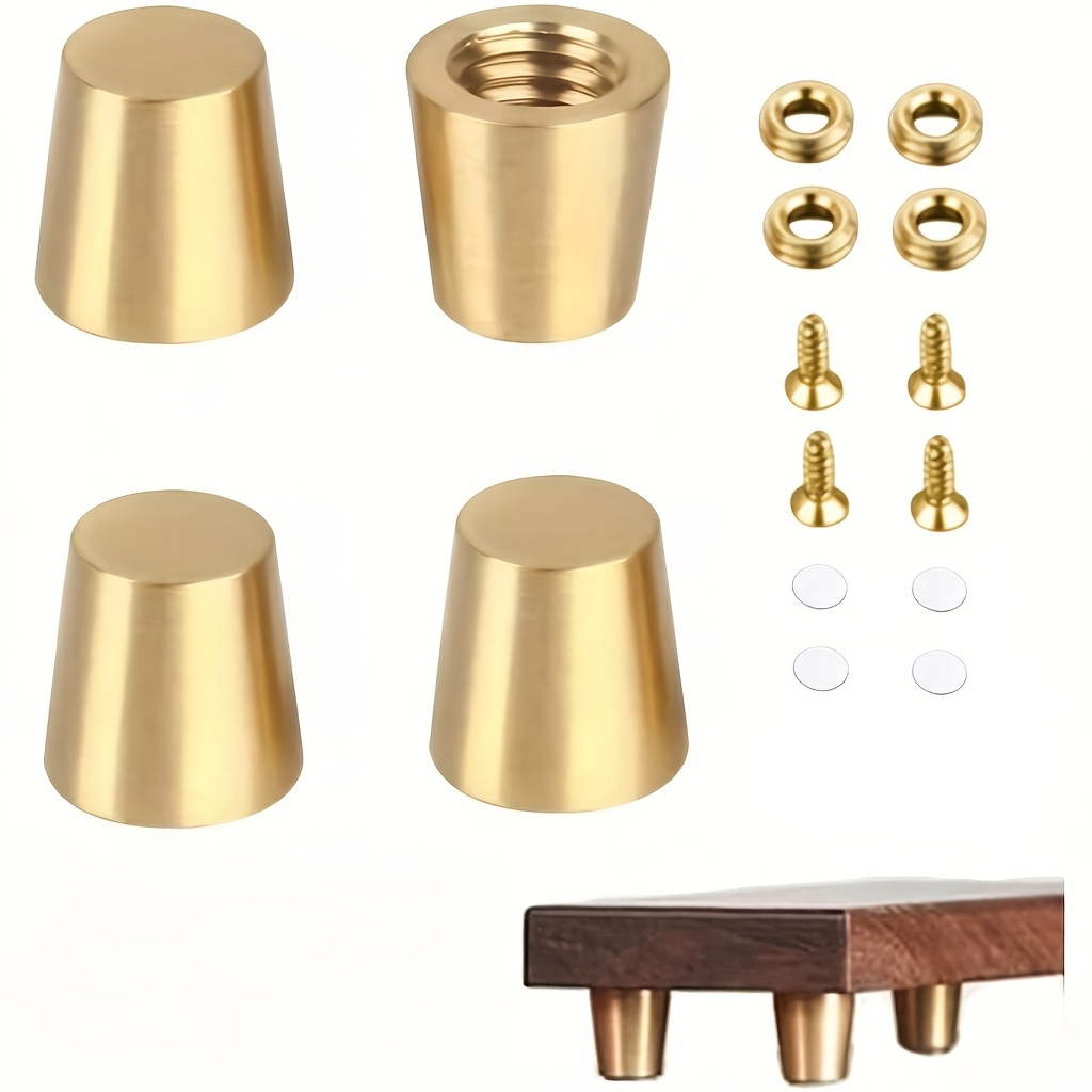 TEMU 4 Sets Of Heavy-duty Adjustable Metal Furniture Legs, Polished Brass Finish - Sturdy Tapered Base, Suitable For Tables, Cabinets, Shelving -