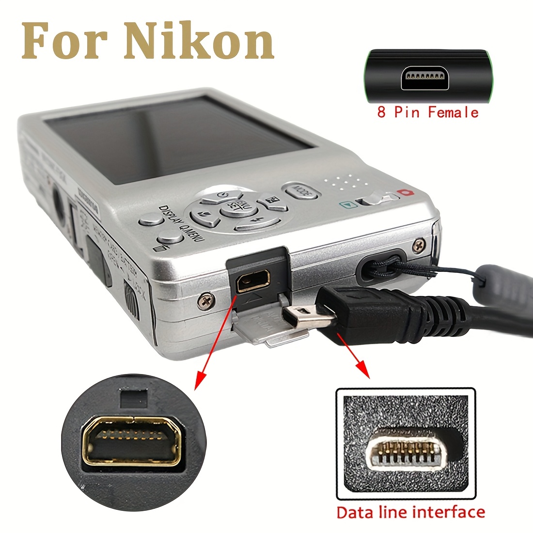 USB-Kabel UC-E6 Für Nikon Coolpix Kameras – Kompatibel Mit P50, S520, L18, L20, S500