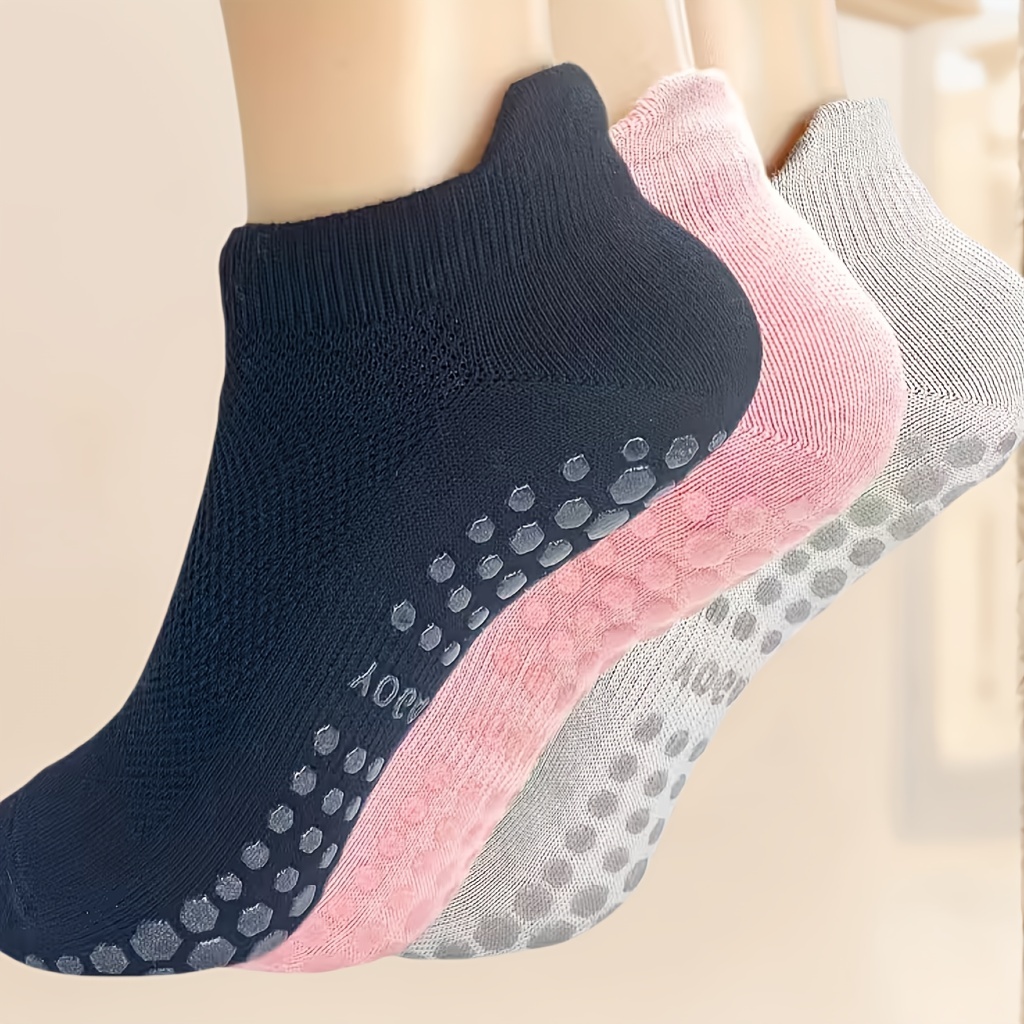 E-shop 3 Paar Damen Anti-Rutsch Yoga Socken, geeignet für Pilates und Fitnessstudio-Workouts - Feuchtigkeitstransportierend, atmungsaktive Sportschuhe